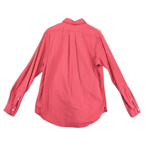 Vtg Ralph Lauren Rust Button Down Long Sleeve Shirt Men's L Custom Fit Navy Pony - Picture 2 of 10